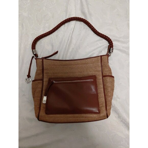 Brighton Brice Organizer & Hobo Shoulder Handbag Beige & Brown - Picture 1 of 16